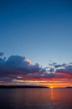 Sunset over lakeの写真素材