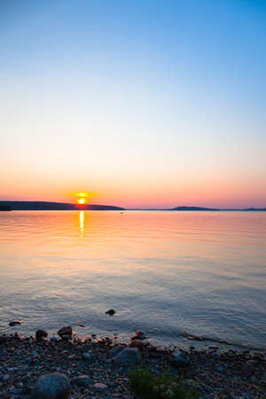 Sunset on a lakeの写真素材