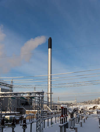 Kymijärvi power plant on a clear winter day