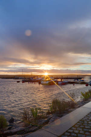 Harbor of Lahti on evening sun after heavy rainの写真素材