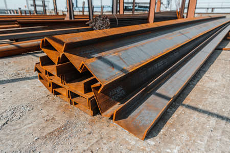 Steel beams, channels in the finished product warehouse.