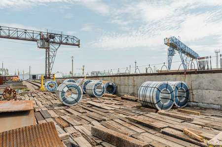 Steel sheet rolls in stock galvanized steel coilの写真素材