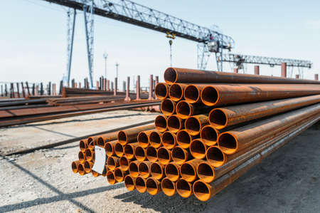 Warehouse for storage of steel pipes of different grades.
