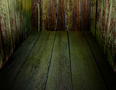 Empty green wooden boxの写真素材