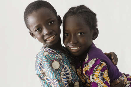 African couple embracing each other, isolated on whiteの写真素材