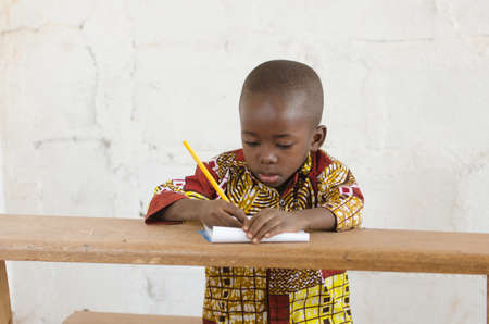African Black Ethnicity Boy Studying Portrait Shotの写真素材