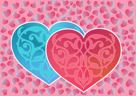 Valentines Day. beautiful red card with heartsのイラスト素材