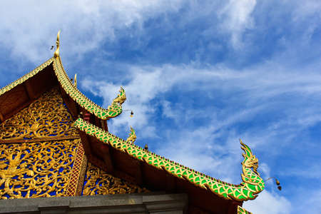 gable of sanctuary thai temple, thailandの写真素材