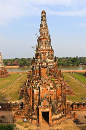 stupa Old Temple of Ayuthaya, Thailand,の写真素材
