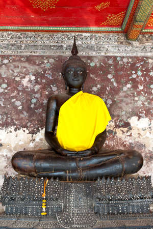 Black Buddha in wat suthat of temple Thailandの写真素材