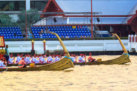 BANGKOK, THAILAND - NOVEMBER 6: Thai Royal barge travel down Chao Phaya river to celebrate King of Thailand 85th birthday (December 5, 2012) in Bangkok, Thailand on November 6, 2012のeditorial素材