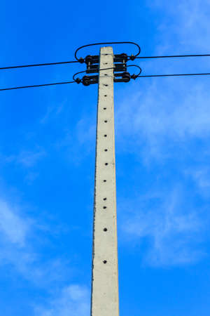 Electricity post at Blue Sky Backgroundの写真素材