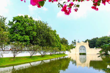 The Thai Royal Residence at Bang Pa-In Royal Palace in Ayutthaya, Thailandの写真素材