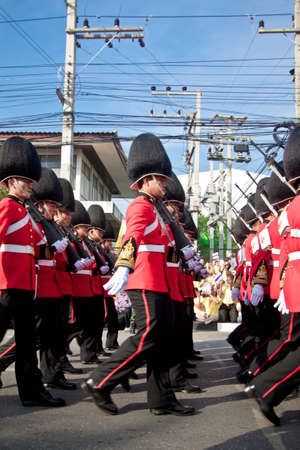 HUA HIN- DECEMBER 5  Soldiers in parade uniforms to celebrate for the 86th birthday of HM King...
