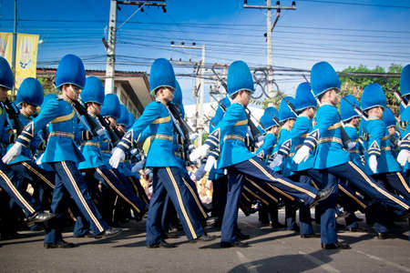 HUA HIN- DECEMBER 5  Soldiers in parade uniforms to celebrate for the 86th birthday of HM King Bhumibol Adulyadej on December 5, 2013 in Hun Hin, Thailand のeditorial素材