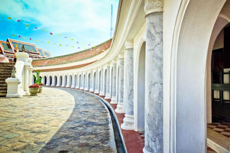 Buddhist thai temple near Chedi Phra Pathom in Thailandの写真素材