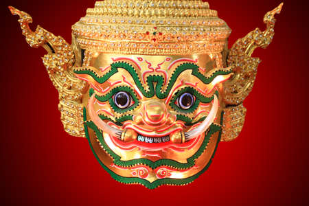 Hua Khon (Ancient Thai Show Mask) use in Khon Thai classical style of Ramayana Storyの写真素材
