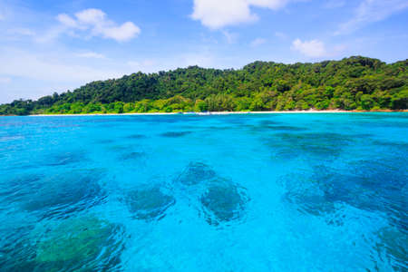 Beach of tropical crystal clear sea, Tachai island, Andaman, Thailandの写真素材