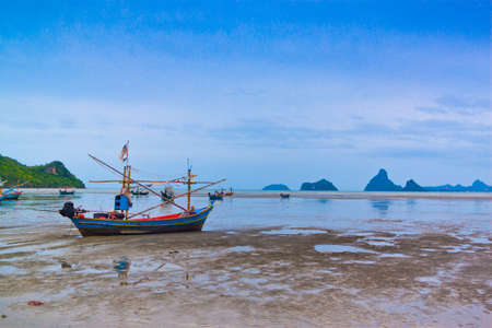 boat on the beach at thailandの写真素材