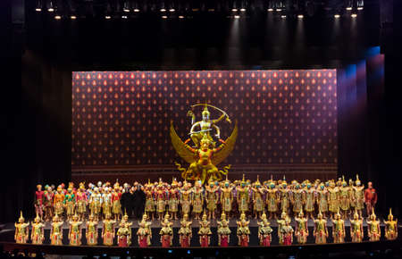 BANGKOK - NOV 23: Khon Performance, The Battle of Indrajit Episode of Nagabas, in Thailand Cultural...