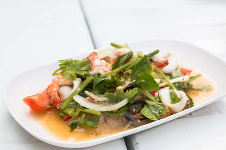 thai vermicelli and seafood dress saladの写真素材