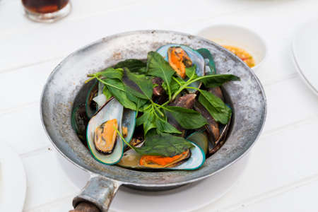 asian green musselの写真素材