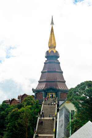 Landscape of two pagodas Noppamethanedol & Noppapol Phumsiri in an Inthanon mountain, Thailand.の写真素材