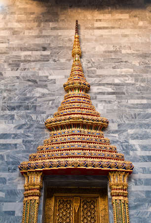 The architecture of the window of Thai temple.の写真素材