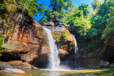 Heo Suwat Waterfall in Khao Yai National Park in Thailandの写真素材