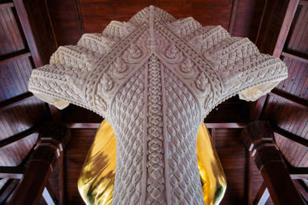 a style of Buddha with a naga over His head in Nan Province,Thailandの写真素材