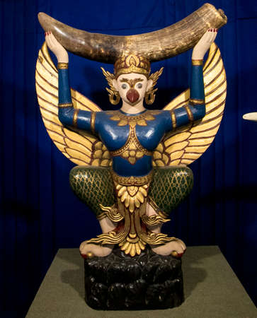 An ancient black ivory carried by the Garuda. One of the important piece of Thailand National Museum, Nan Province.のeditorial素材