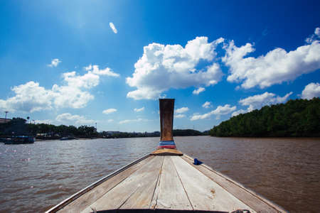 Amzing view from over long tail boat in the krabi river in Thailandの写真素材