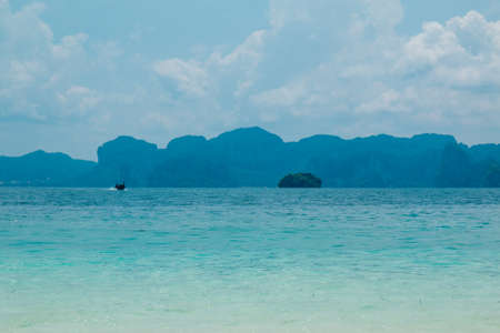 Clear water and blue sky. Poda Island, Krabi, Thailand,の写真素材
