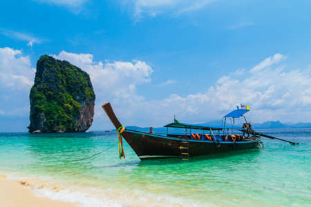 Clear water and blue sky. Poda Island, Krabi, Thailand,の写真素材