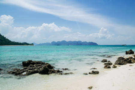 Clear water and blue sky. Tropical beach, Krabi, Thailand,の写真素材