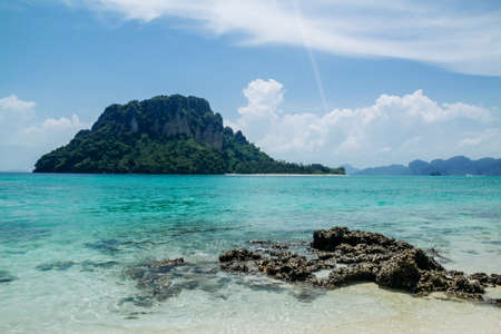 Clear water and blue sky. Tropical beach, Krabi, Thailand,の写真素材