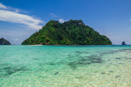 Clear water and blue sky. Tropical beach, Krabi, Thailand,の写真素材