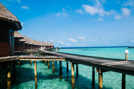 Beautiful tropical Maldives resort and island with beach and sea on blue sky for holiday vacationのeditorial素材
