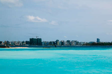 Beautiful tropical Maldives resort and island with beach and sea on blue sky for holiday vacationのeditorial素材