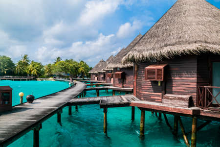 Beautiful tropical Maldives resort and island with beach and sea on blue sky for holiday vacationのeditorial素材