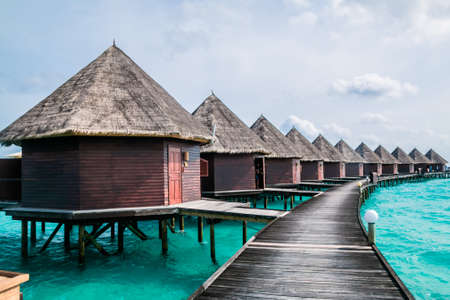 Beautiful tropical Maldives resort and island with beach and sea on blue sky for holiday vacationのeditorial素材
