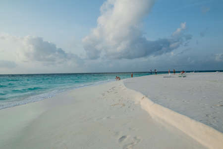 Beautiful tropical Maldives resort and island with beach and sea on blue sky for holiday vacationのeditorial素材