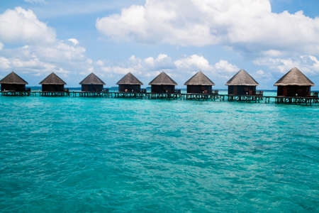 Beautiful tropical Maldives resort and island with beach and sea on blue sky for holiday vacationのeditorial素材