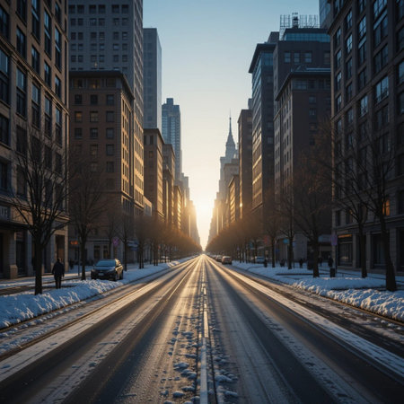 Manhattan, New York City, United States of America at winterの素材