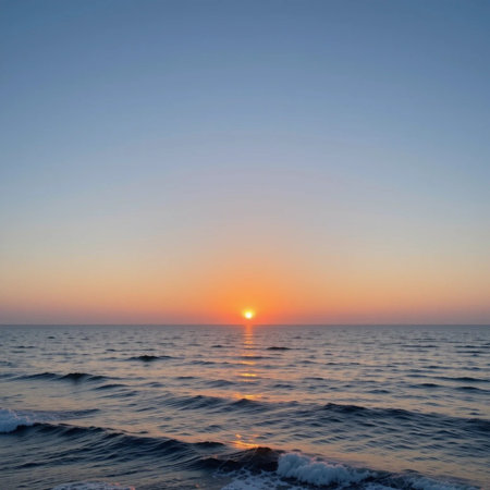 Beautiful sunset over the sea. Sunset on the Black Sea.の素材