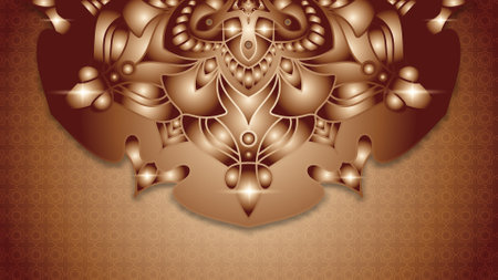 Oriental pattern on a brown background. Template for design.のイラスト素材