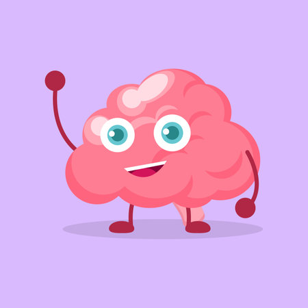 Cute brain cartoon character vector illustration. Cute brain character.のイラスト素材