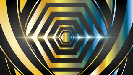 Abstract luxury hexagon with metal color backgroundのイラスト素材
