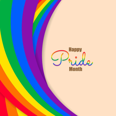 Happy Pride day with flag LGBT community colors and text. suitable for pride celebration.のイラスト素材