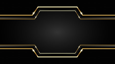 Abstract black and golden frame on a black background. Vector illustration.のイラスト素材